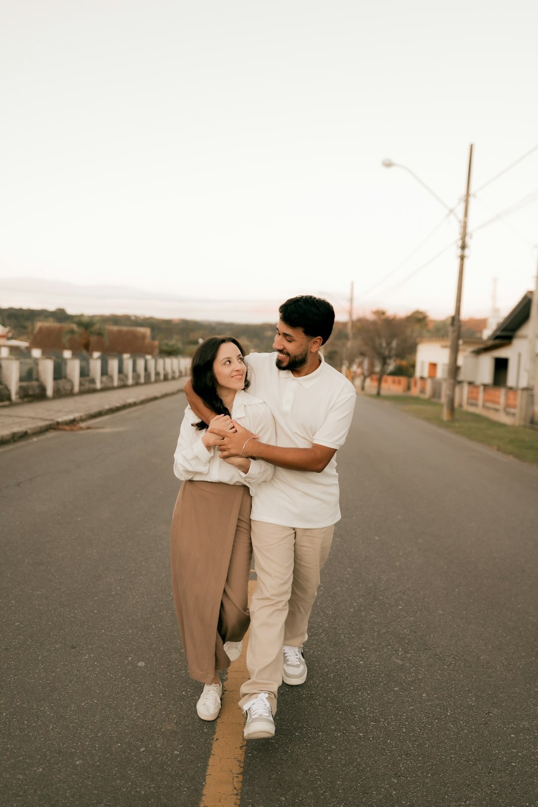 couple embracing outdoors