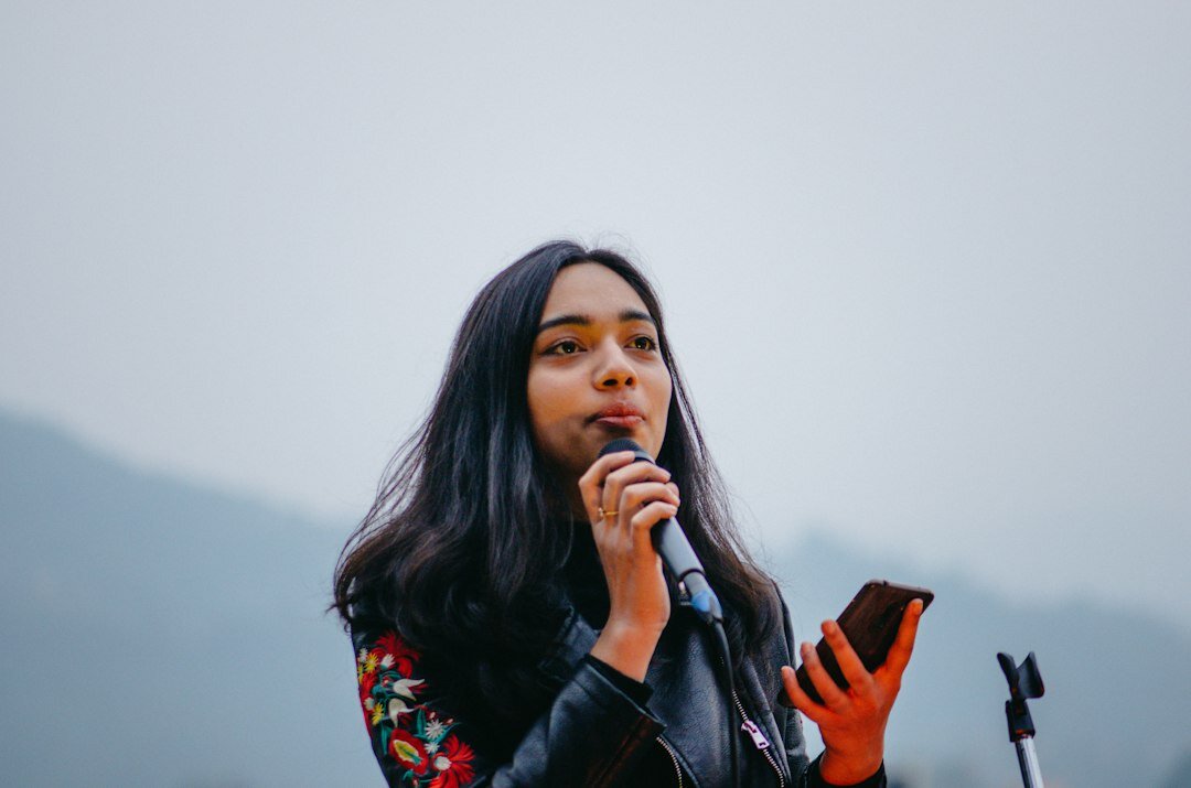 woman speaking confidently