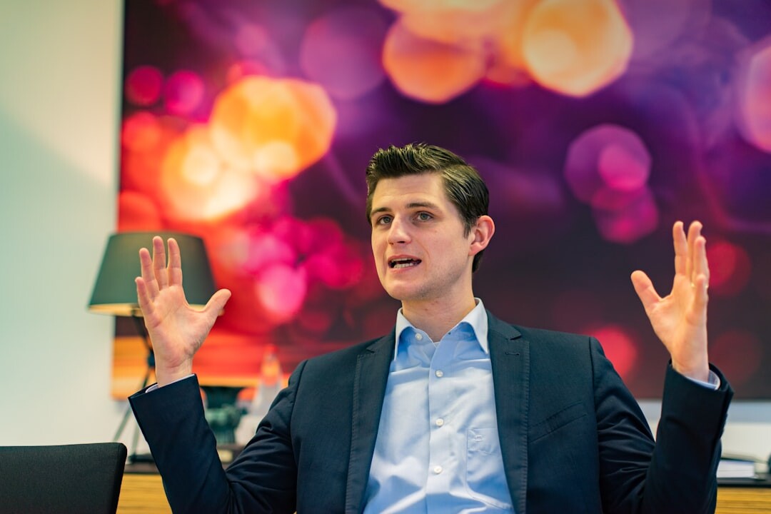 confident speaker gesturing