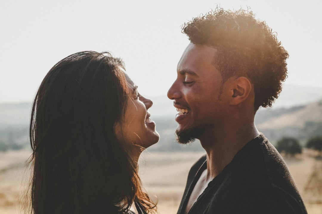 diverse couple smiling together